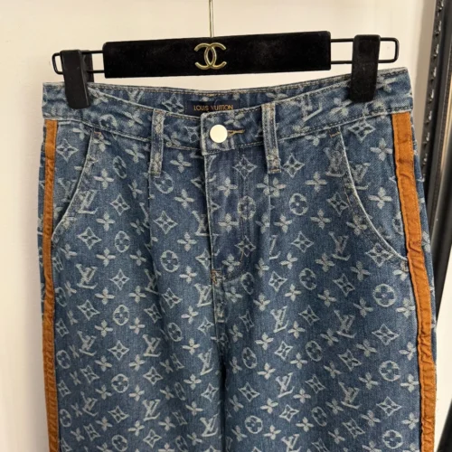 Louis Vuitton Denim Jacquard Monogram High-Waist Jeans