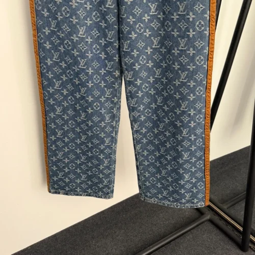 Louis Vuitton Denim Jacquard Monogram High-Waist Jeans