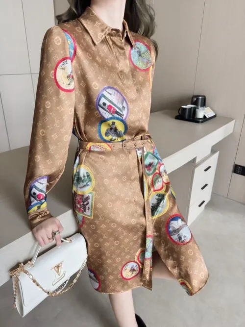 Louis Vuitton Monogram Printed Collared Shirt Dress