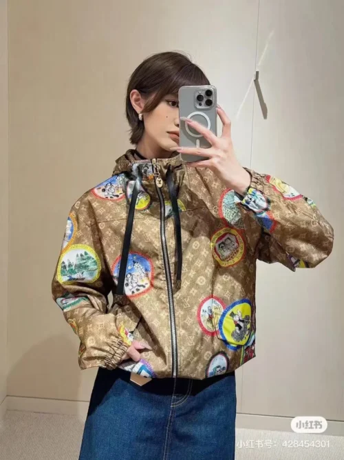 Louis Vuitton Monogram Printed Hooded Zip-Up Trench Jacket