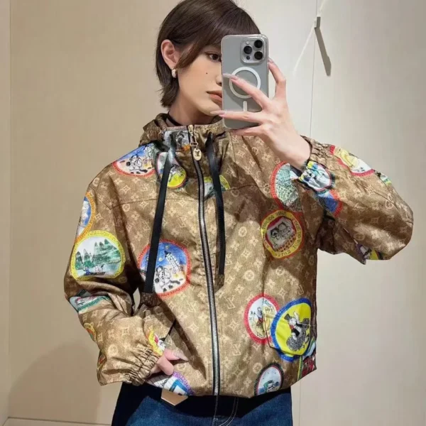 Louis Vuitton Monogram Printed Hooded Zip-Up Trench Jacket