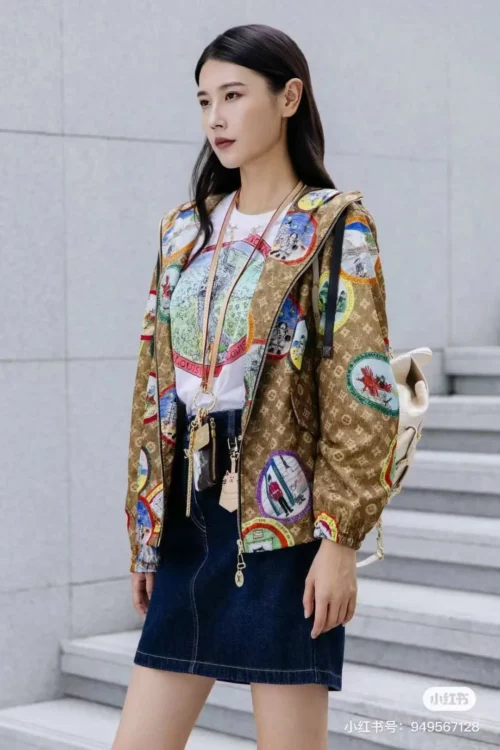 Louis Vuitton Monogram Printed Hooded Zip-Up Trench Jacket