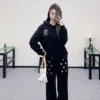 Louis Vuitton Sequined Hooded Wide-Leg Logo Hoodie and Pants Set