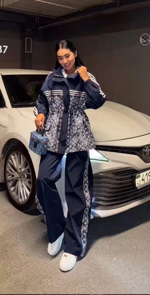 Louis Vuitton Monogram Printed Striped Hooded Jacket and Pants Set