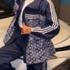 Louis Vuitton Monogram Printed Striped Hooded Jacket and Pants Set