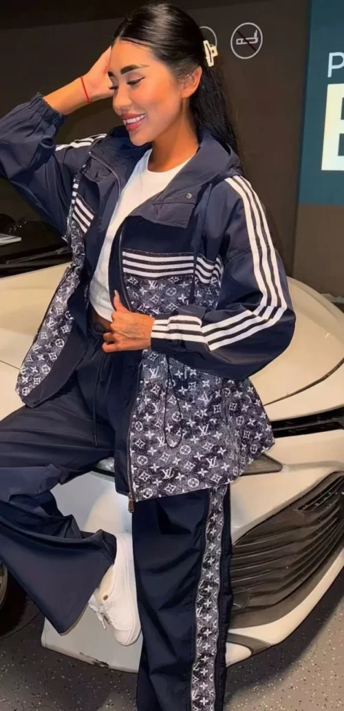 Louis Vuitton Monogram Printed Striped Hooded Jacket and Pants Set