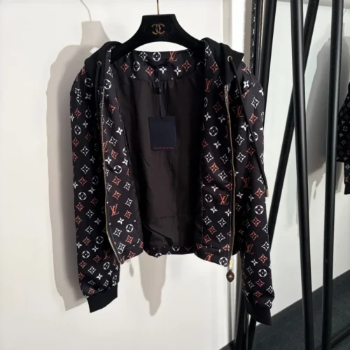Louis Vuitton Monogram Printed Hooded Zip-Up Trench Jacket