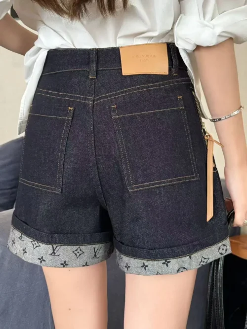 Louis Vuitton Denim Zip-Up High-Waist Shorts