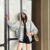 Louis Vuitton Monogram Printed Plaid Hooded Trench Jacket