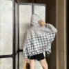 Louis Vuitton Monogram Printed Plaid Hooded Trench Jacket