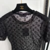 Louis Vuitton Mesh Sheer Monogram Flocked Top
