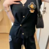 Louis Vuitton Embroidered Monogram V-Neck High-Waist Knit Jacket and Pants Set