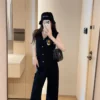 Louis Vuitton Embroidered Monogram V-Neck High-Waist Knit Jacket and Pants Set