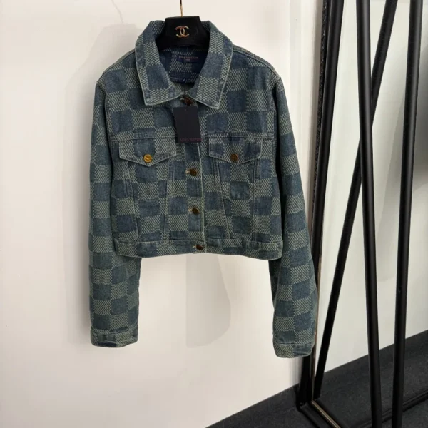 Louis Vuitton Denim Plaid Logo Jacket