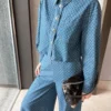 Louis Vuitton Denim Monogram All-Over Print High-Waist Jacket and Pants Set