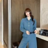 Louis Vuitton Denim Monogram All-Over Print High-Waist Jacket and Pants Set
