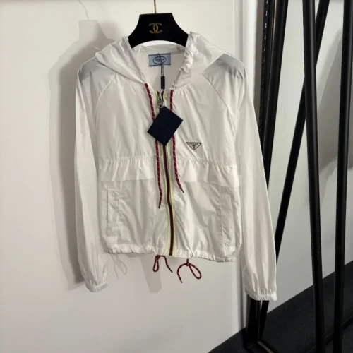 Prada Hooded Logo Trench Jacket