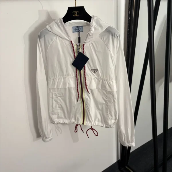 Prada Hooded Logo Trench Jacket
