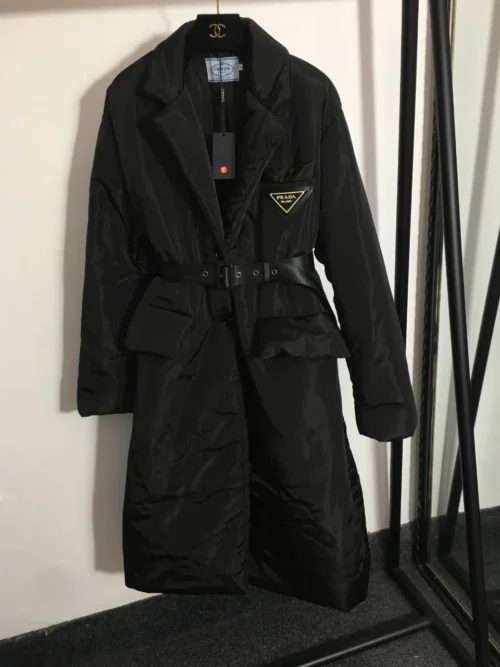 Prada Collared Logo Trench Jacket