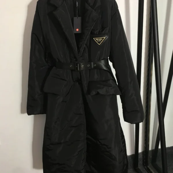 Prada Collared Logo Trench Jacket