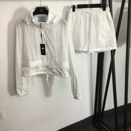 Prada Printed Zip-Up Jacket and Shorts Set