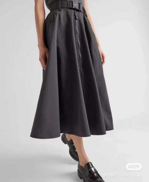 Prada Zip-Up Logo Skirt