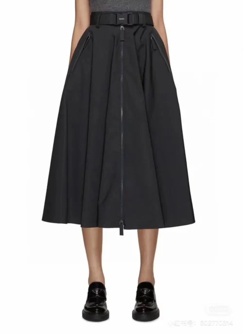 Prada Zip-Up Logo Skirt