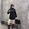 Prada Hooded Zip-Up Drawstring Logo Trench Jacket