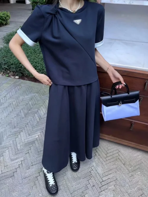 Prada Logo T-Shirt and Skirt Set