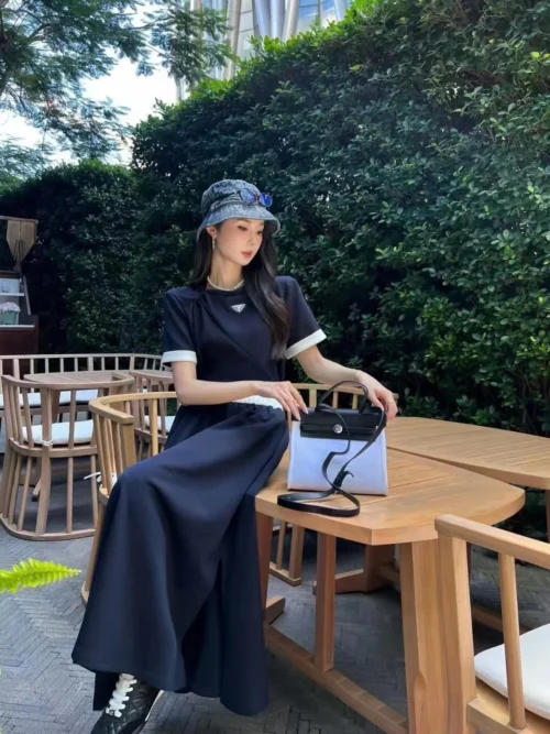 Prada Logo T-Shirt and Skirt Set