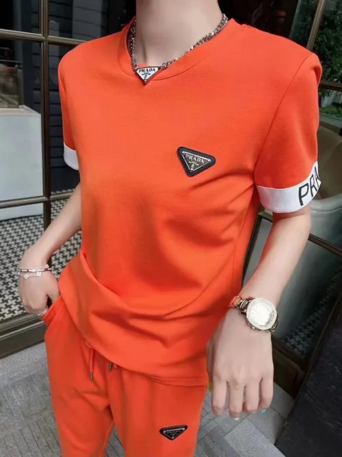Prada Drawstring Logo T-Shirt and Pants Set
