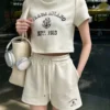 Prada Printed Cropped T-Shirt and Shorts Set