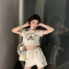 Prada Printed Cropped T-Shirt and Shorts Set