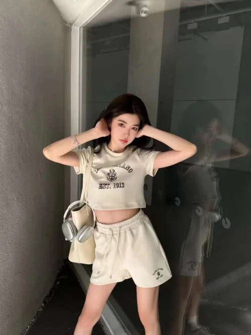 Prada Printed Cropped T-Shirt and Shorts Set