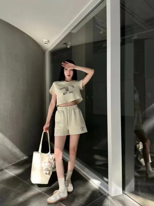 Prada Printed Cropped T-Shirt and Shorts Set
