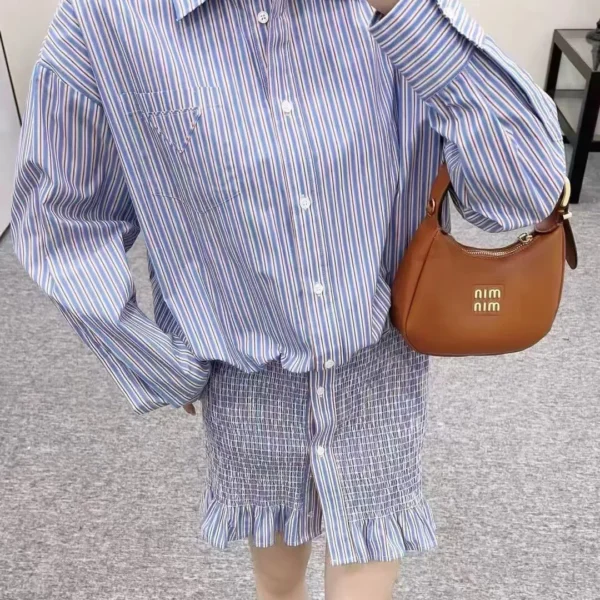 Prada Colorblock Striped Shirt Dress