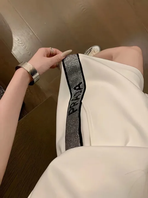 Prada Rhinestone Logo T-Shirt and Shorts Set