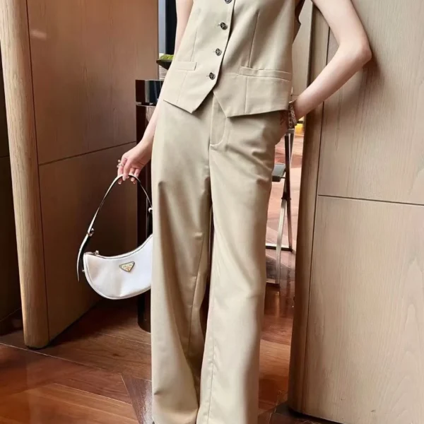 Prada Printed V-Neck High-Waist Jacket and Pants Set