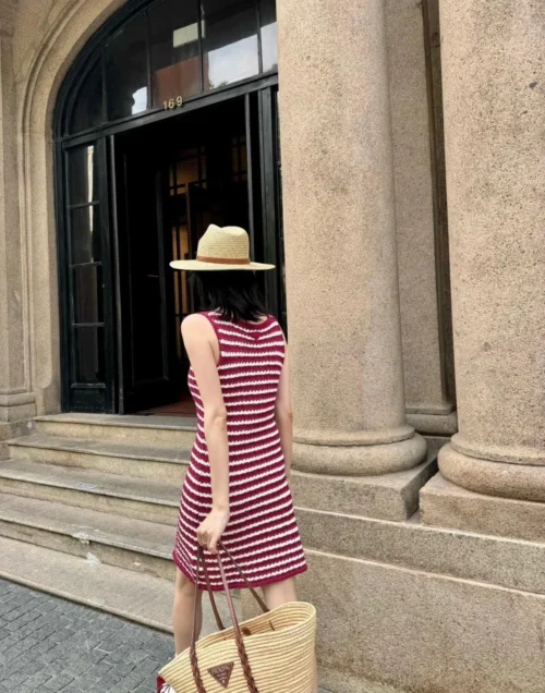 Prada Cutout Striped Knit Vest Dress