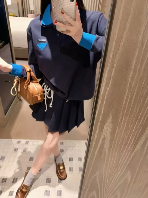 Prada Colorblock Logo Polo Shirt