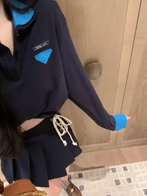Prada Colorblock Logo Polo Shirt