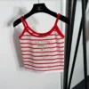 Prada Cutout Embroidered Striped Camisole Top