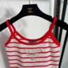 Prada Cutout Embroidered Striped Camisole Top