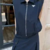 Prada Collared High-Waist Two-Piece Set