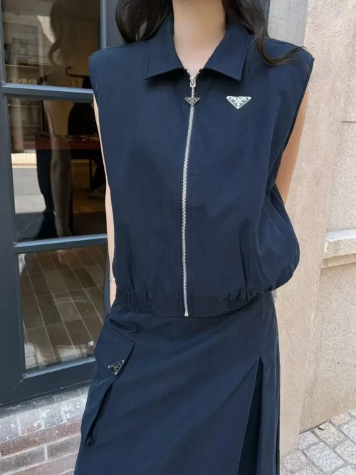 Prada Collared High-Waist Two-Piece Set