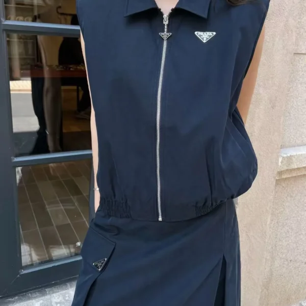Prada Collared High-Waist Two-Piece Set