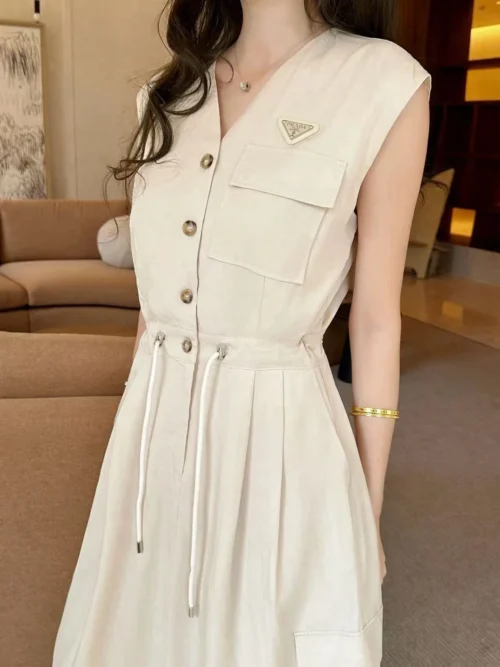 Prada Drawstring Logo Dress