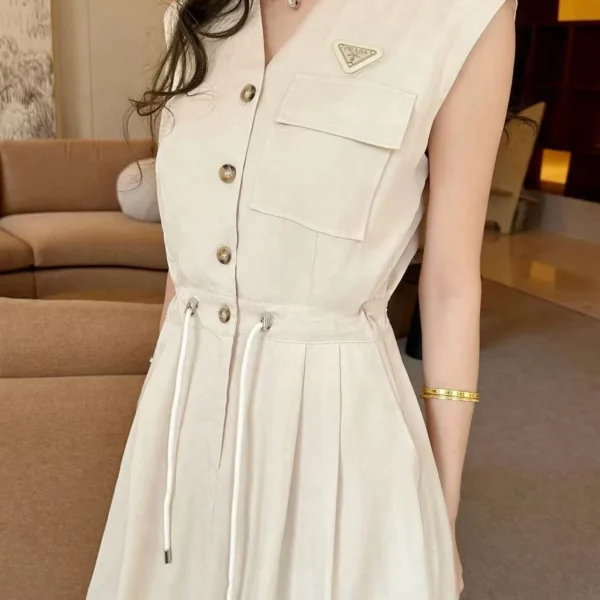 Prada Drawstring Logo Dress