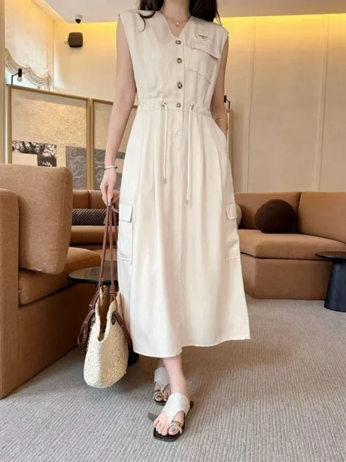 Prada Drawstring Logo Dress