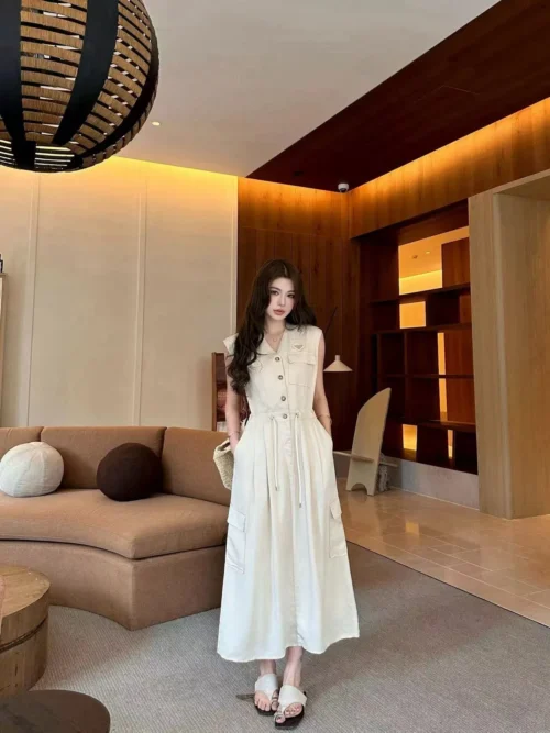 Prada Drawstring Logo Dress